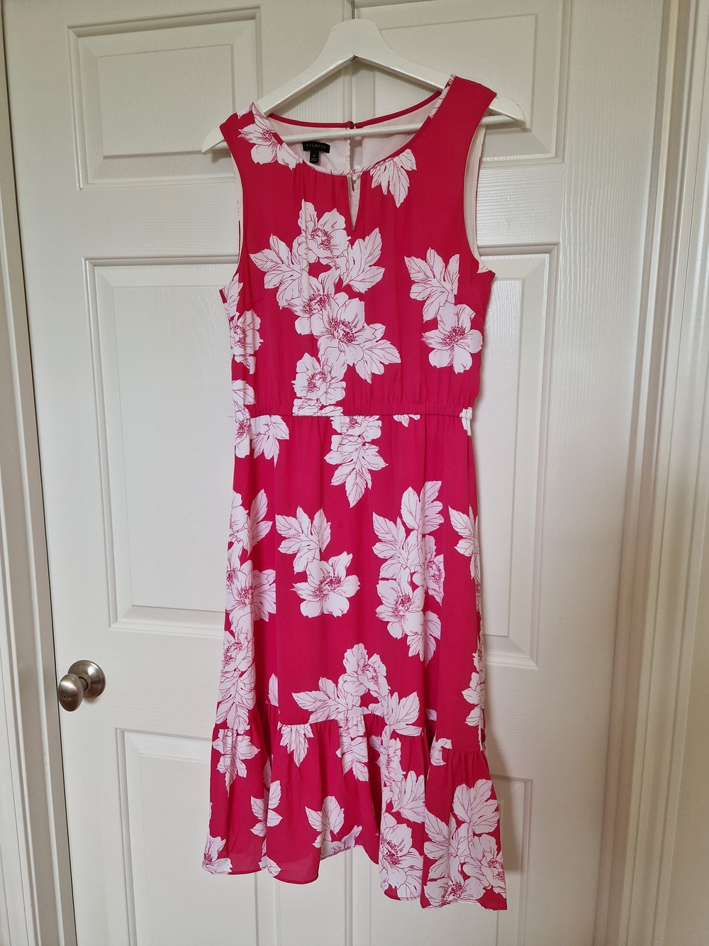 Talbots Sleeveless Pink Floral Midi Dress - like New